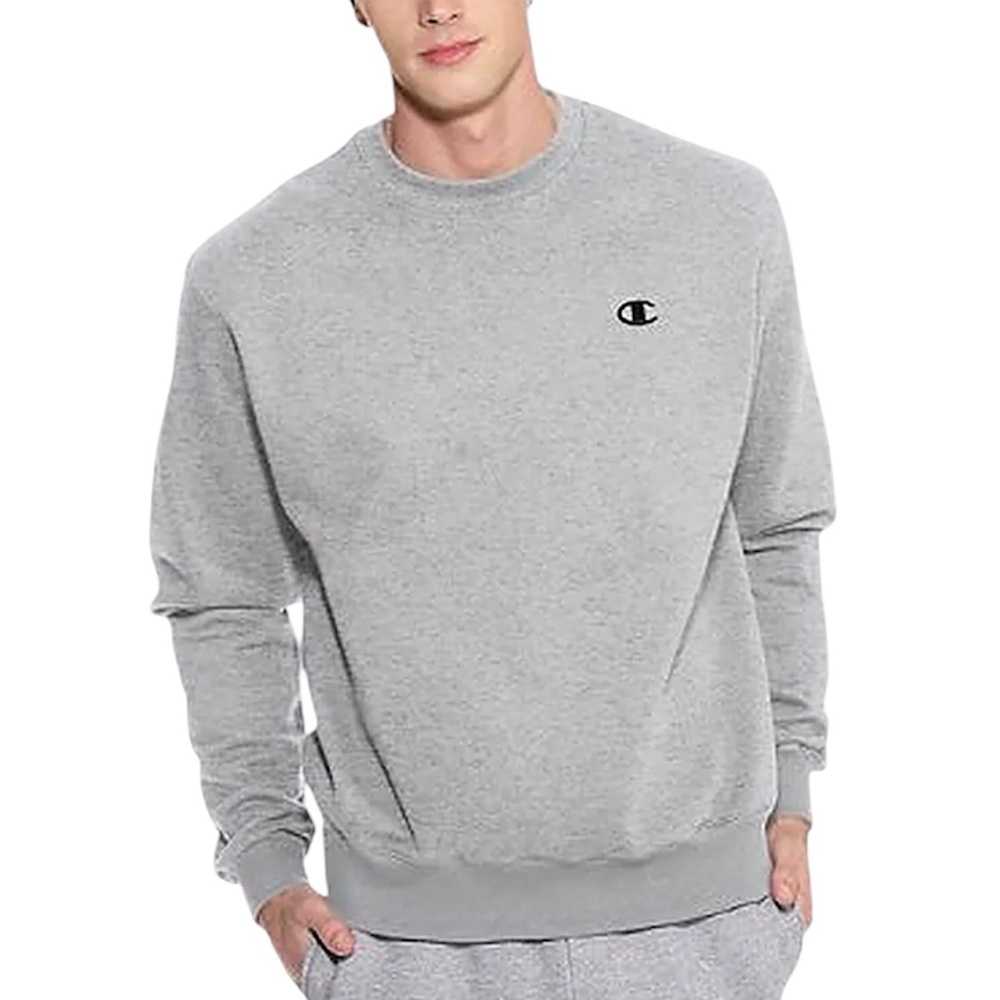 Champion Powerblend Light Gray Fleece Crewneck Sweater